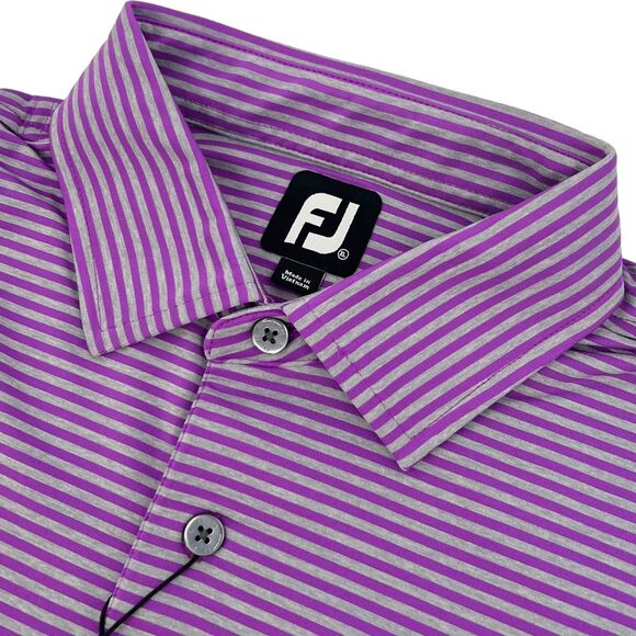 FootJoy Other - NWT FootJoy Men's ProDry Stretch Lisle Stripe Polo Shirt Violet/Heather Gray XL